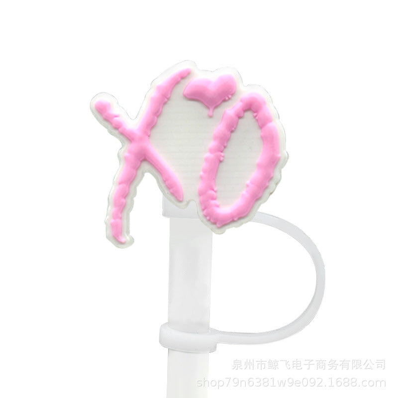 Wholesale Valentine's Day Love Silicone Straw Cap Cute Sweetheart Cartoon Straw Decorative Lid Straw Plug Straw Sleeve Straw Holder